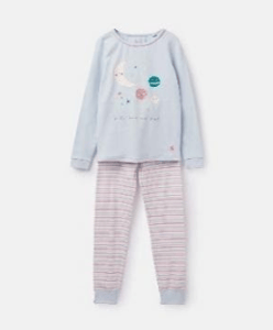 204649-BLUMOONBAK Blue and pink pajama with moon print  96% cotton 4% elastane 1 through 12